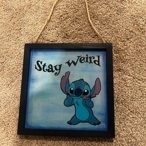 Handmade Stitch Fan Art Wall Sign 8x8 Hanging Decor “Stay Weird”